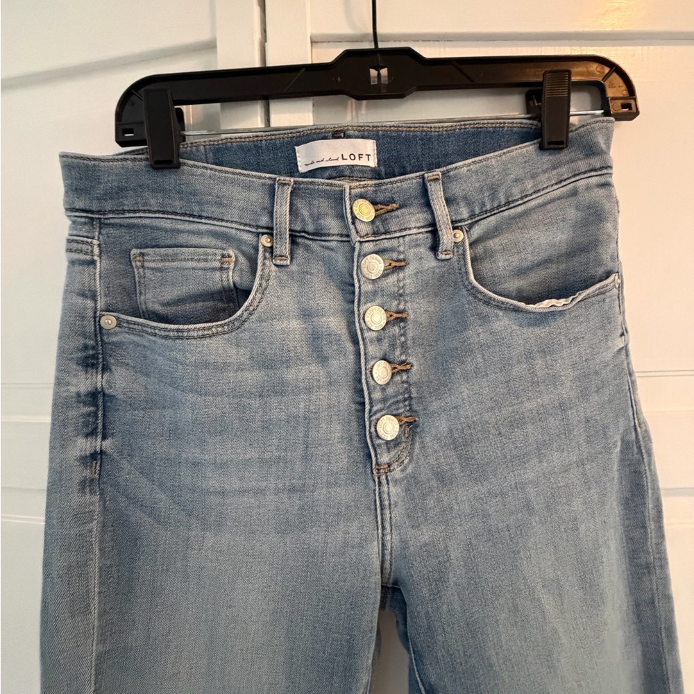 LOFT Light Blue High-Rise Button-Fly Jeans